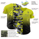 Custom Neon Yellow Black-Steel Gray Half Camo Ombre Authentic Baseball Jersey