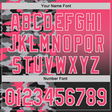 Custom Neon Pink Black-White Half Camo Ombre Authentic Baseball Jersey
