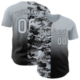 Custom Silver Black-Steel Gray Half Camo Ombre Authentic Baseball Jersey