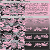 Custom Light Pink Black-Steel Gray Half Camo Ombre Authentic Baseball Jersey