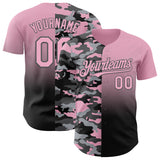 Custom Light Pink Black-Steel Gray Half Camo Ombre Authentic Baseball Jersey