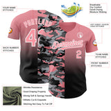 Custom Medium Pink Black-White Half Camo Ombre Authentic Baseball Jersey