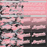Custom Medium Pink Black-White Half Camo Ombre Authentic Baseball Jersey