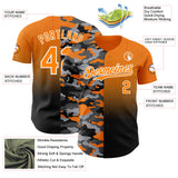 Custom Bay Orange Black-White Half Camo Ombre Authentic Baseball Jersey