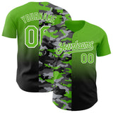Custom Aurora Green Black-White Half Camo Ombre Authentic Baseball Jersey
