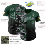 Custom Green Black-Gray Half Camo Ombre Authentic Baseball Jersey