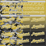 Custom Old Gold Black-White Half Camo Ombre Authentic Baseball Jersey