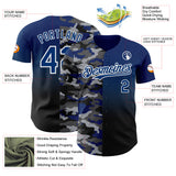 Custom US Navy Blue Black-White Half Camo Ombre Authentic Baseball Jersey
