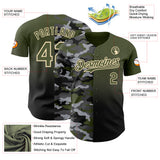 Custom Olive Black-City Cream Half Camo Ombre Authentic Baseball Jersey