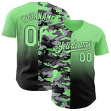 Custom Pea Green Black-Steel Gray Half Camo Ombre Authentic Baseball Jersey