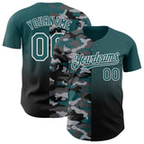 Custom Midnight Green Black-White Half Camo Ombre Authentic Baseball Jersey