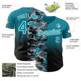 Custom Teal Black-White Half Camo Ombre Authentic Baseball Jersey