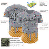 Custom Gray-Black Ice Cream Waffle Foodie Dessert Authentic Baseball Jersey