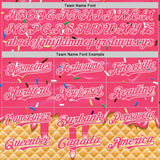 Custom Neon Pink-White Ice Cream Waffle Foodie Dessert Authentic Baseball Jersey