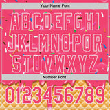 Custom Neon Pink-White Ice Cream Waffle Foodie Dessert Authentic Baseball Jersey