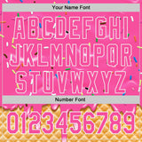 Custom Pink-White Ice Cream Waffle Foodie Dessert Authentic Baseball Jersey