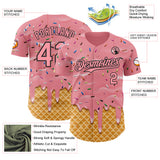 Custom Medium Pink-Black Ice Cream Waffle Foodie Dessert Authentic Baseball Jersey