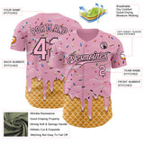 Custom Light Pink-Black Ice Cream Waffle Foodie Dessert Authentic Baseball Jersey