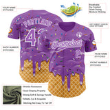 Custom Medium Purple-White Ice Cream Waffle Foodie Dessert Authentic Baseball Jersey