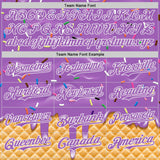 Custom Medium Purple-White Ice Cream Waffle Foodie Dessert Authentic Baseball Jersey