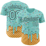 Custom Ice Blue-Black Ice Cream Waffle Foodie Dessert Authentic Baseball Jersey