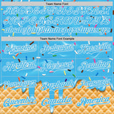 Custom Sky Blue-White Ice Cream Waffle Foodie Dessert Authentic Baseball Jersey