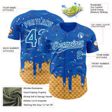 Custom Blue-White Ice Cream Waffle Foodie Dessert Authentic Baseball Jersey