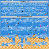 Custom Electric Blue-White Ice Cream Waffle Foodie Dessert Authentic Baseball Jersey