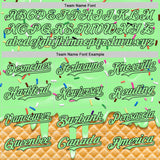 Custom Pea Green-Black Ice Cream Waffle Foodie Dessert Authentic Baseball Jersey