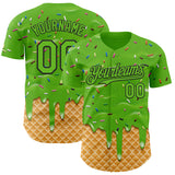 Custom Aurora Green-Black Ice Cream Waffle Foodie Dessert Authentic Baseball Jersey