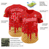 Custom Fire Red-White Ice Cream Waffle Foodie Dessert Authentic Baseball Jersey