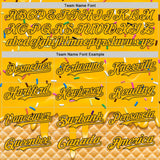 Custom Gold-Black Ice Cream Waffle Foodie Dessert Authentic Baseball Jersey