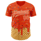 Custom Orange-White Ice Cream Waffle Foodie Dessert Authentic Baseball Jersey