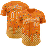Custom Bay Orange-White Ice Cream Waffle Foodie Dessert Authentic Baseball Jersey
