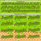 Custom Neon Green-Black Ice Cream Waffle Foodie Dessert Authentic Baseball Jersey