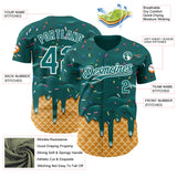 Custom Teal-White Ice Cream Waffle Foodie Dessert Authentic Baseball Jersey