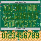 Custom Kelly Green-Yellow Ice Cream Waffle Foodie Dessert Authentic Baseball Jersey