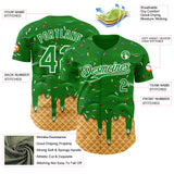 Custom Grass Green-White Ice Cream Waffle Foodie Dessert Authentic Baseball Jersey