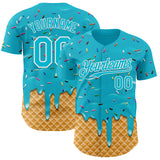 Custom Lakes Blue-White Ice Cream Waffle Foodie Dessert Authentic Baseball Jersey