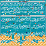 Custom Teal-White Ice Cream Waffle Foodie Dessert Authentic Baseball Jersey