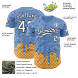 Custom Light Blue White-Black Ice Cream Waffle Foodie Dessert Authentic Baseball Jersey
