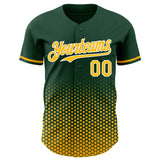 Custom Green Gold-White Geometric Hexagonal Dot Gradient Authentic Baseball Jersey
