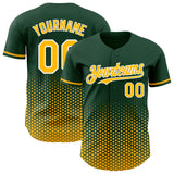 Custom Green Gold-White Geometric Hexagonal Dot Gradient Authentic Baseball Jersey