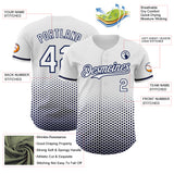 Custom White-Navy Geometric Hexagonal Dot Gradient Authentic Baseball Jersey