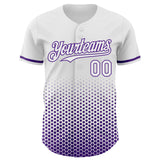 Custom White-Purple Geometric Hexagonal Dot Gradient Authentic Baseball Jersey