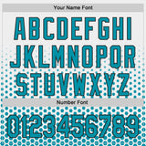 Custom White Teal-Black Geometric Hexagonal Dot Gradient Authentic Baseball Jersey