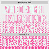 Custom White-Pink Geometric Hexagonal Dot Gradient Authentic Baseball Jersey