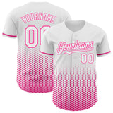 Custom White-Pink Geometric Hexagonal Dot Gradient Authentic Baseball Jersey