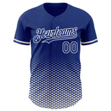 Custom Royal-White Geometric Hexagonal Dot Gradient Authentic Baseball Jersey