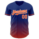 Custom Royal Orange-White Geometric Hexagonal Dot Gradient Authentic Baseball Jersey